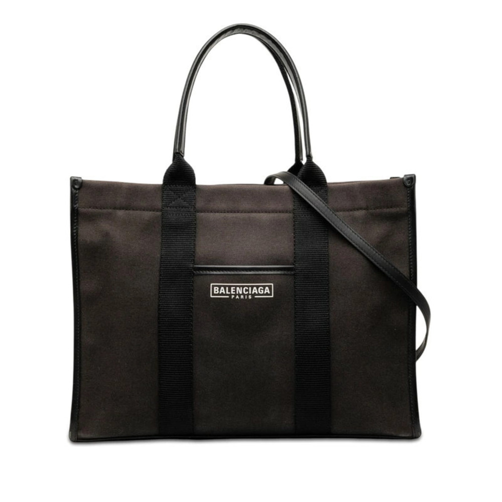Balenciaga Tote Bag Shoulder Dark Brown Canvas Leather